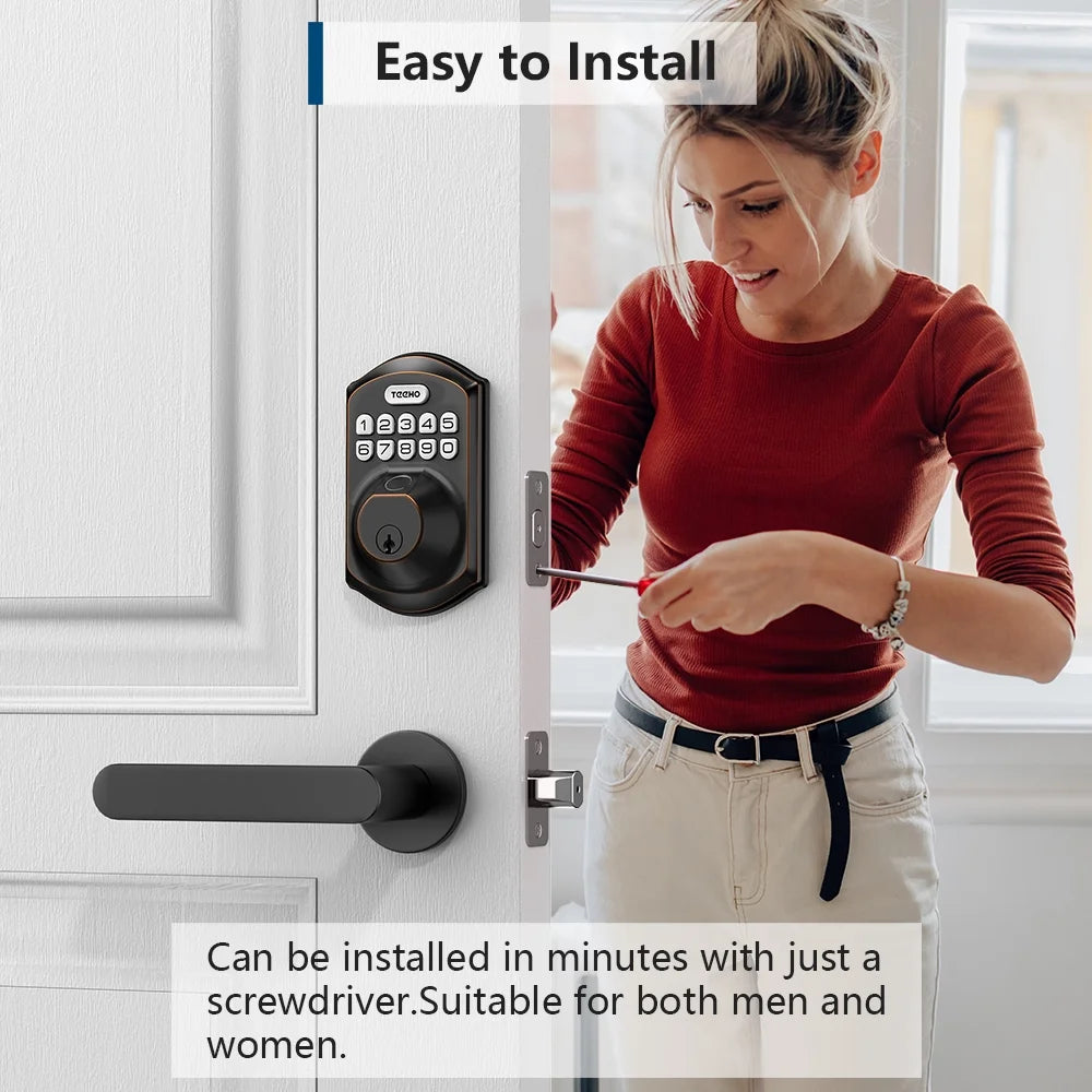 Keyless Entry Smart Lock, Fingerprint and Keypad Electronic Deadbolt for Front Door, Easy Installation in Oil Rubbed Bronze Finish