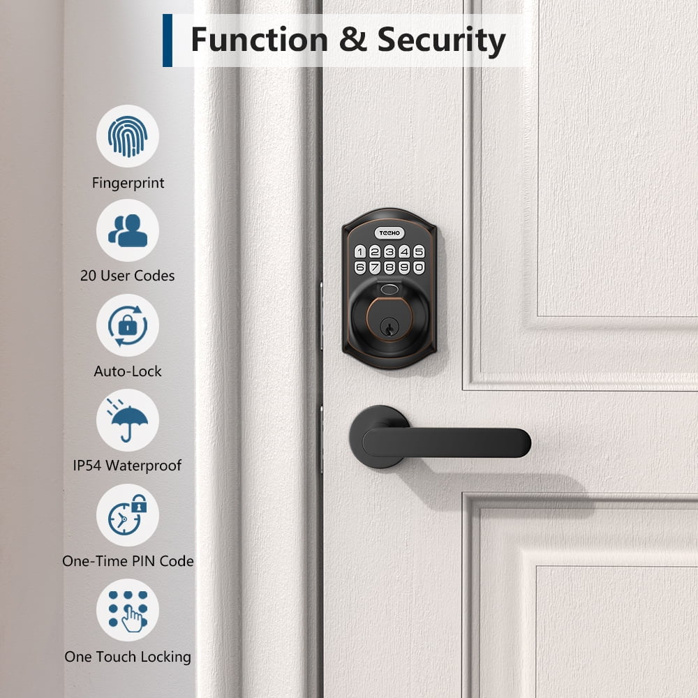 Keyless Entry Smart Lock, Fingerprint and Keypad Electronic Deadbolt for Front Door, Easy Installation in Oil Rubbed Bronze Finish