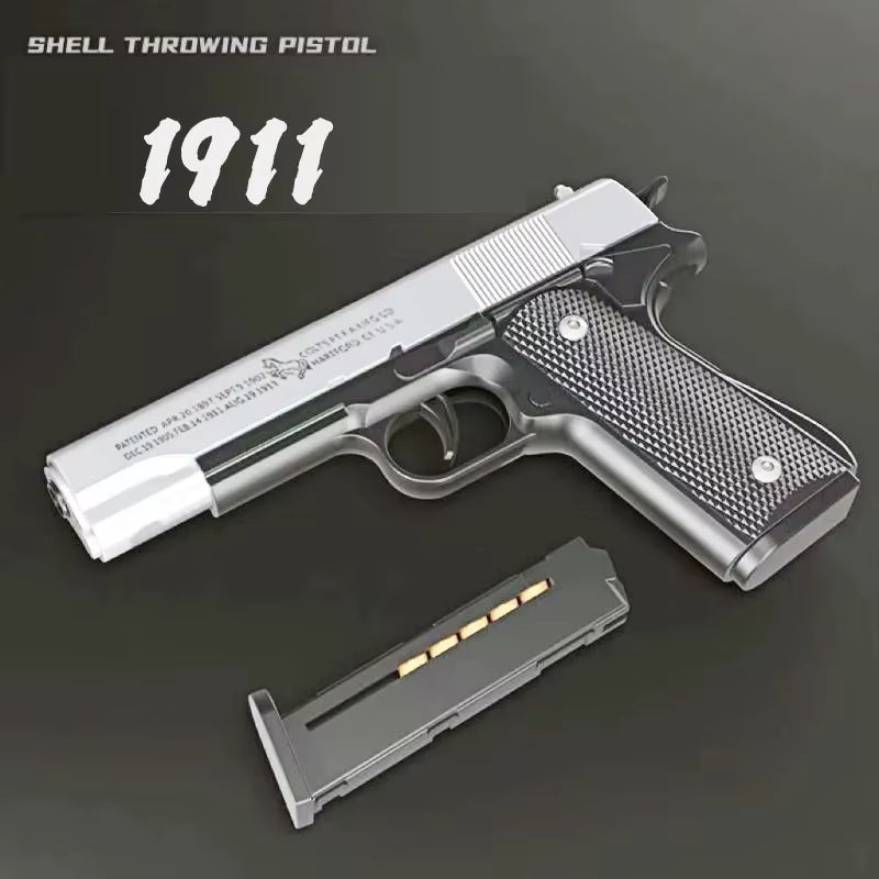 Black Automatic Colt 1911 Automatic Shell Soft Bullet Toy Gun Air Gun CS Shooting Weapon Boy Toy (Continuous Firing) Gift