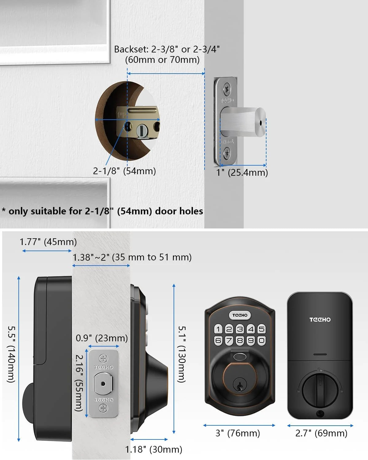 Keyless Entry Smart Lock, Fingerprint and Keypad Electronic Deadbolt for Front Door, Easy Installation in Oil Rubbed Bronze Finish