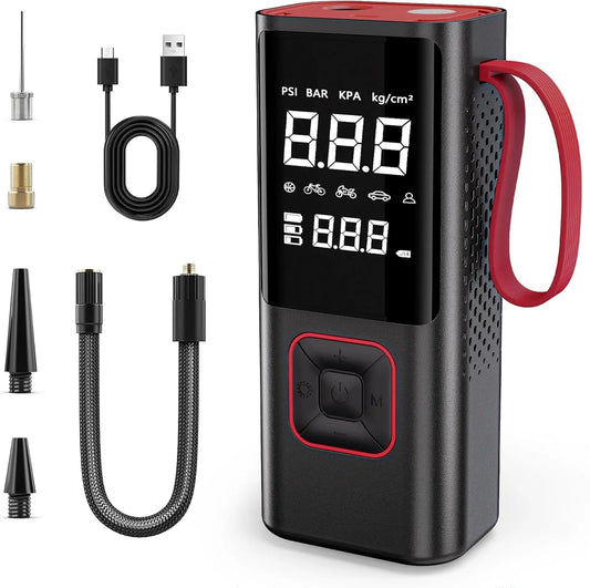 Cordless Tire Inflator Portable Air Compressor, 7800Mah 150PSI Air Pump with Auto-Shutoff & LED for Cars, Motorcycles, Bicycles - Includes Storage Bag