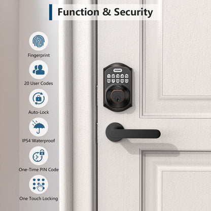 Keyless Entry Smart Lock, Fingerprint and Keypad Electronic Deadbolt for Front Door, Easy Installation in Oil Rubbed Bronze Finish