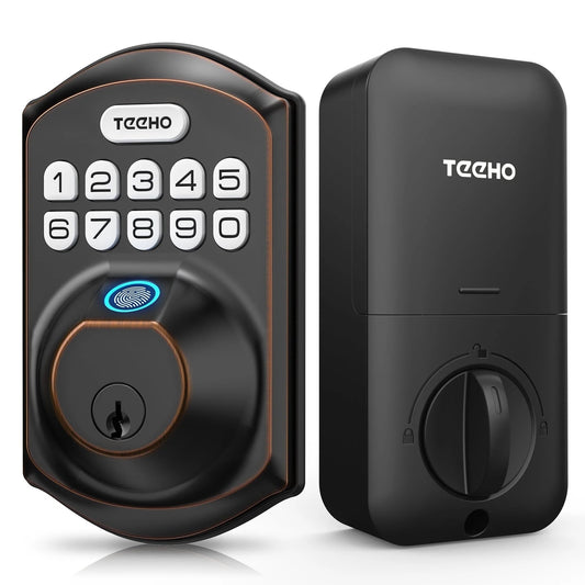 Keyless Entry Smart Lock, Fingerprint and Keypad Electronic Deadbolt for Front Door, Easy Installation in Oil Rubbed Bronze Finish