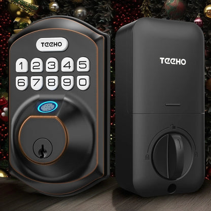 Keyless Entry Smart Lock, Fingerprint and Keypad Electronic Deadbolt for Front Door, Easy Installation in Oil Rubbed Bronze Finish