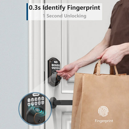 Keyless Entry Smart Lock, Fingerprint and Keypad Electronic Deadbolt for Front Door, Easy Installation in Oil Rubbed Bronze Finish