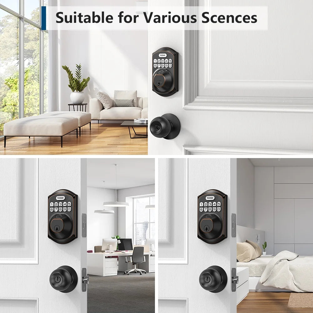 Keyless Entry Smart Lock, Fingerprint and Keypad Electronic Deadbolt for Front Door, Easy Installation in Oil Rubbed Bronze Finish